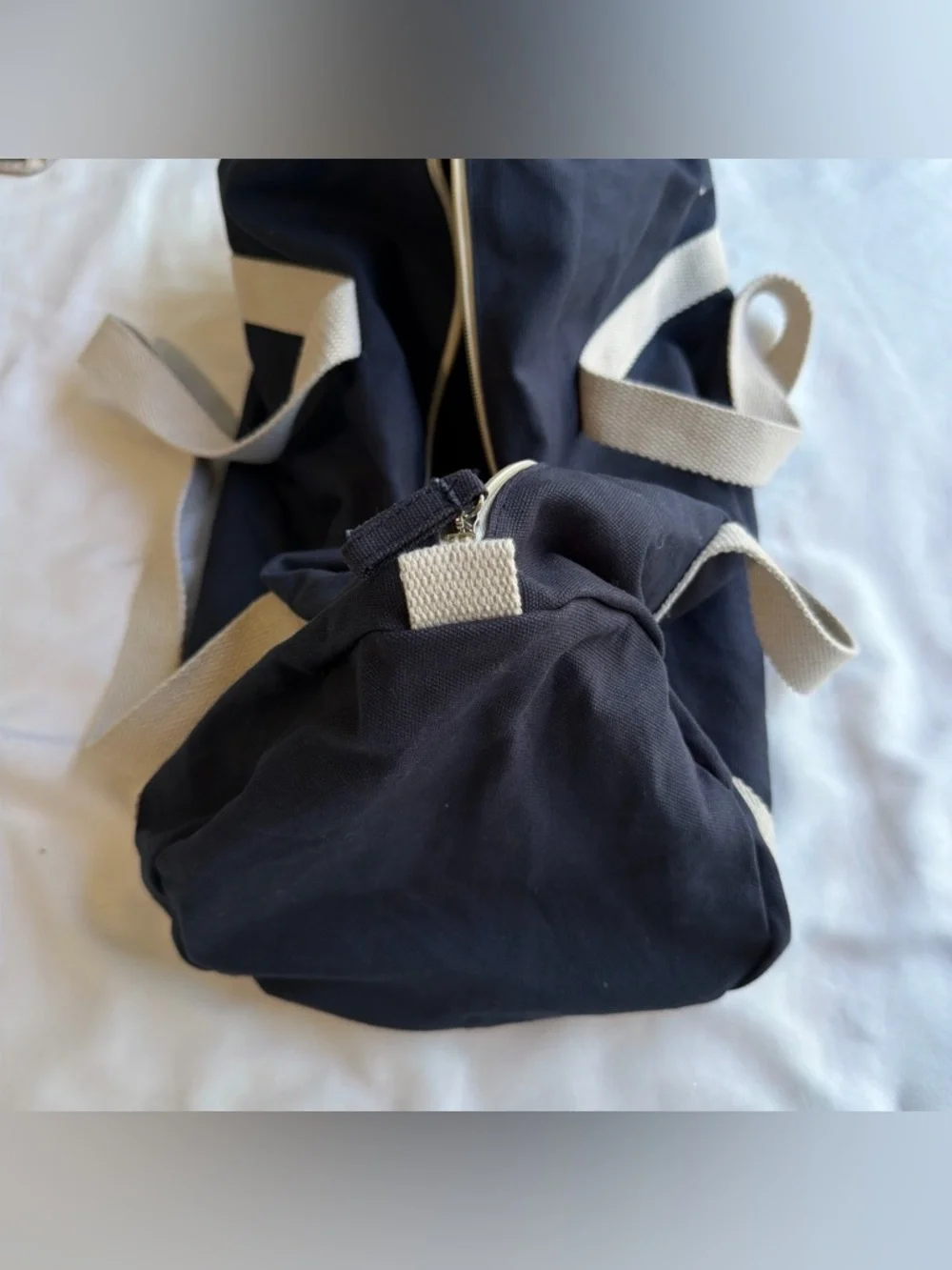 Bloomingdale’s Weekender Duffel Bag - Navy with Cream Straps